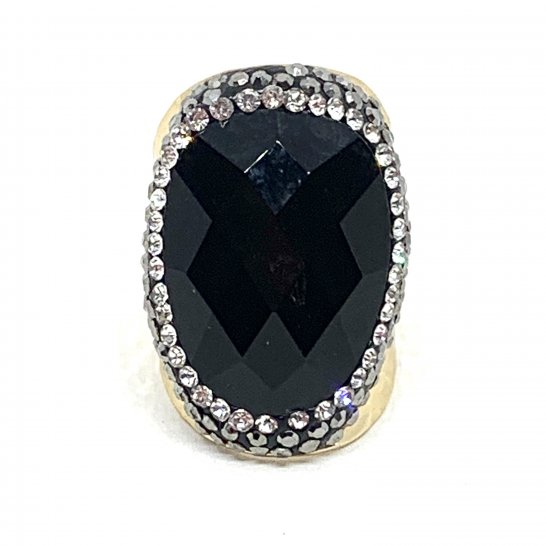 ONYX GOUDEN STRASS RING