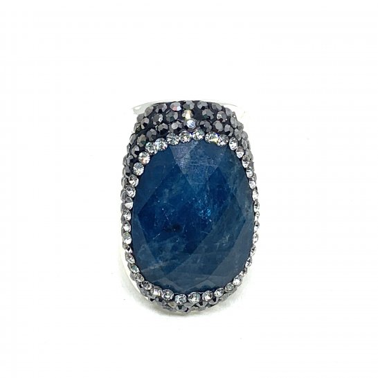  SILVER RHINESTONE APATITE RING