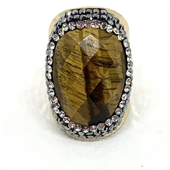 TIGER EYE GOLD STRASS RING