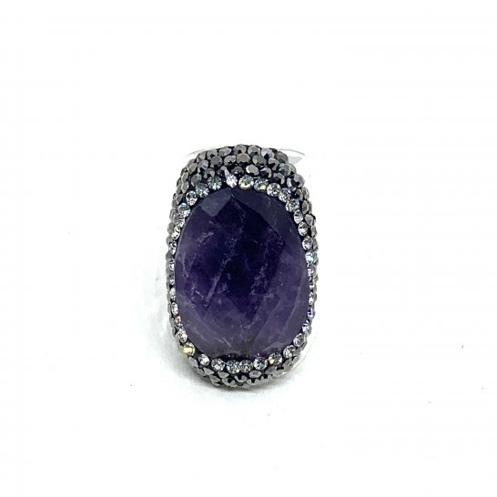 AMETHYST SILVER RHINESTONE RING