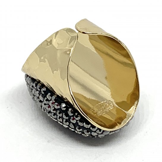 GOLDEN STRASS RING GREEN AGATE